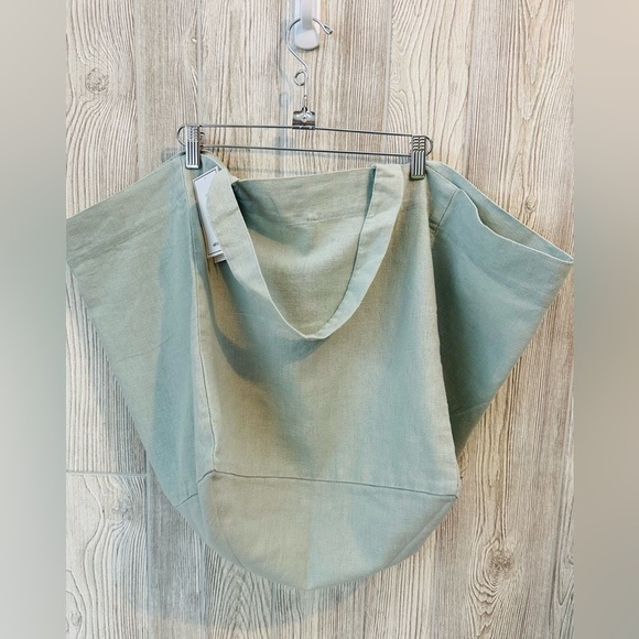 NEW! H&M HOME XL LINEN TOTE BAG Oversized Sage Green NWT - Picture 11 of 14
